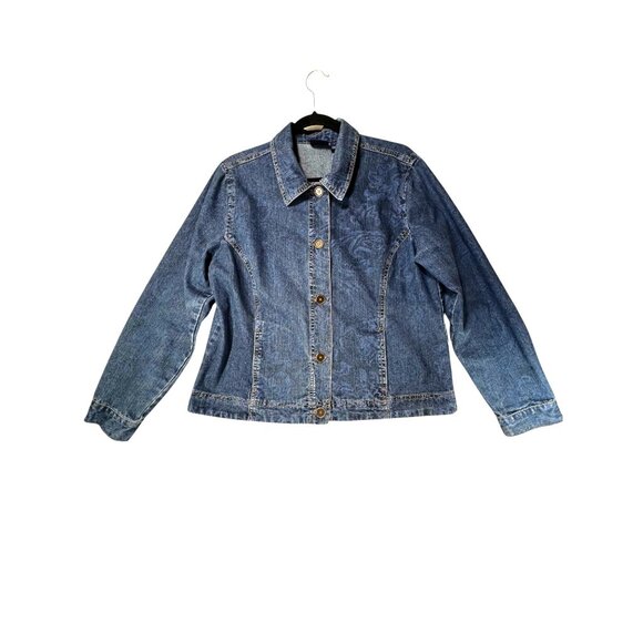 Gloria Vanderbilt Jackets & Blazers - Gloria Vanderbilt Denim Blue Jeans Jacket Paisley Design L Sara Button Close